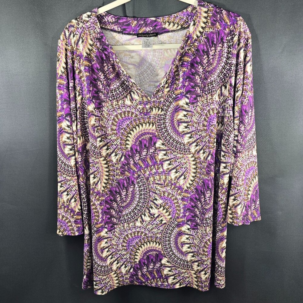 Vintage Intriguing Threads Woman's Pullover Tunic 3/4 Sleeve Size 1X (NN-9)